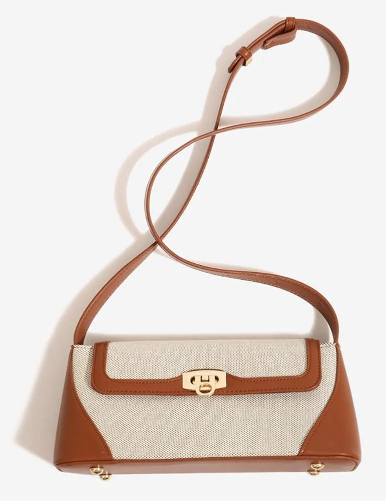 Unique Two-Tone Shoulder Bag – Vintage-Inspired Crossbody Purse Women, Retro Chic Office Commute Bag