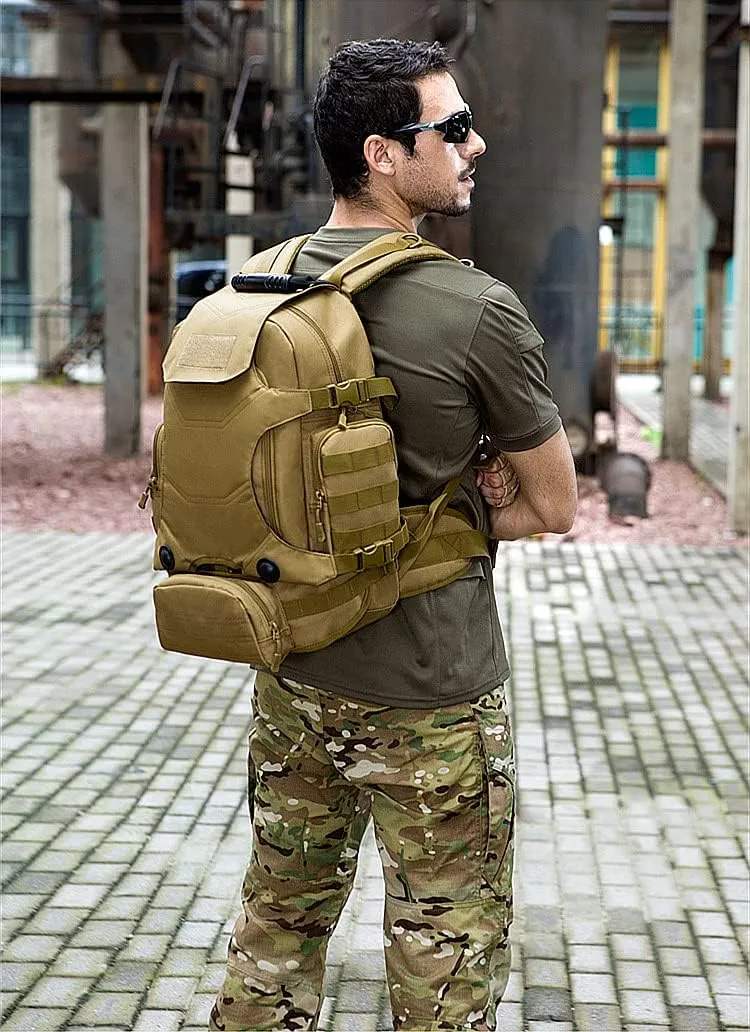 UNISTRENGH 40 Litre Tactical Backpack Multifunctional Outdoor Trekking Daypack Duffle Bag Urban Backpacking (Green Ruin Camo)