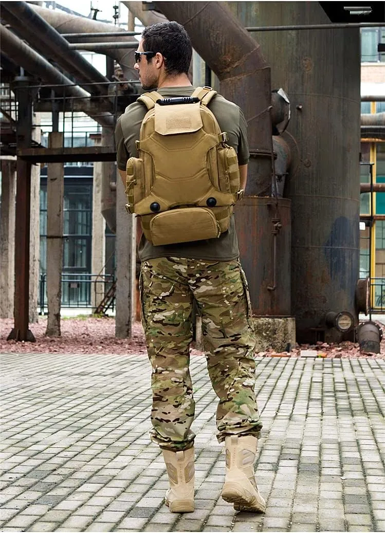 UNISTRENGH 40 Litre Tactical Backpack Multifunctional Outdoor Trekking Daypack Duffle Bag Urban Backpacking (Green Ruin Camo)