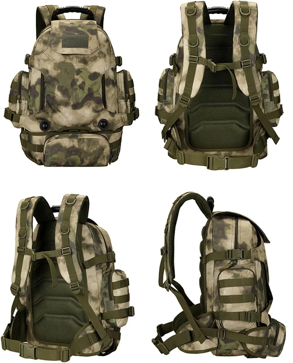 UNISTRENGH 40 Litre Tactical Backpack Multifunctional Outdoor Trekking Daypack Duffle Bag Urban Backpacking (Green Ruin Camo)