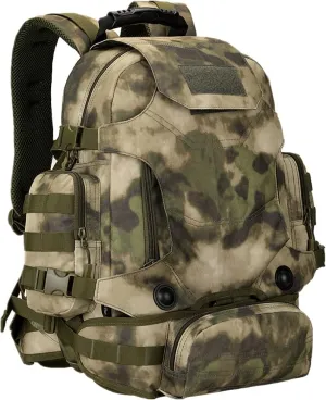 UNISTRENGH 40 Litre Tactical Backpack Multifunctional Outdoor Trekking Daypack Duffle Bag Urban Backpacking (Green Ruin Camo)