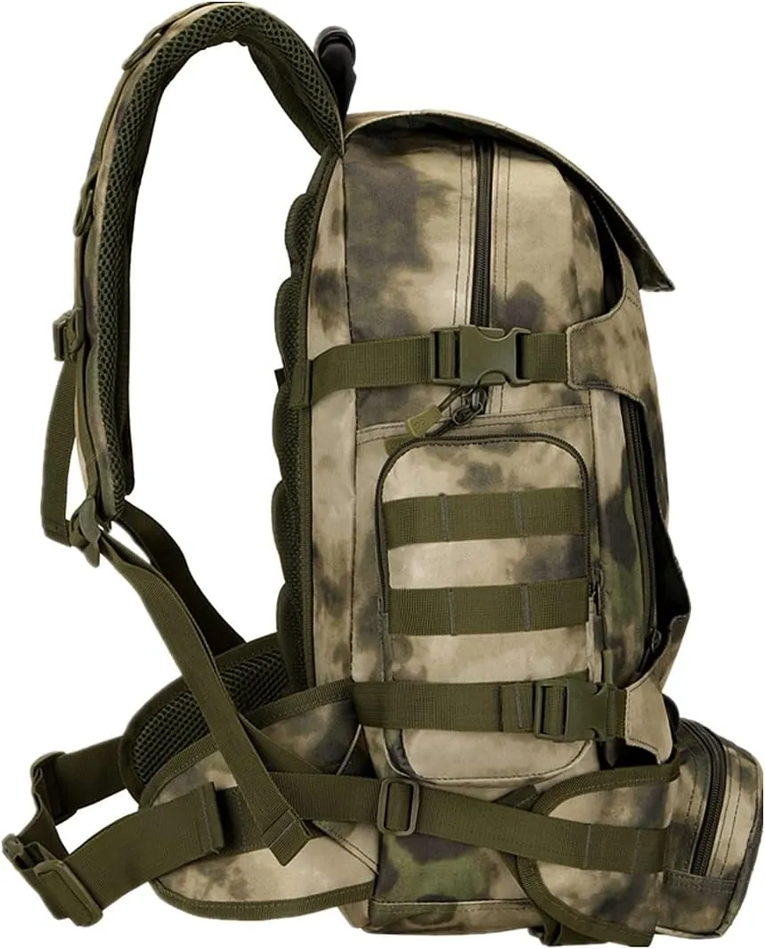 UNISTRENGH 40 Litre Tactical Backpack Multifunctional Outdoor Trekking Daypack Duffle Bag Urban Backpacking (Green Ruin Camo)