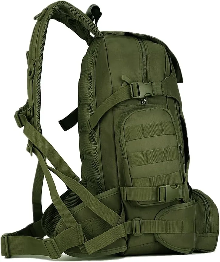 UNISTRENGH 40 Litre Tactical Backpack Multifunctional Trekking Rucksacks Outdoor Daypack Duffle Bag Urban Backpacking (Military Green)
