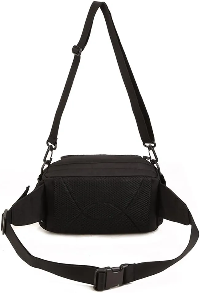 UNISTRENGH Multi Functional Waist Pack Military Single Shoulder Hip Belt Fanny Bag Water Resistant Waist Pouch with Water Bottle Pocket Holder for Hiking Climbing Outdoor Bumbag (Black)