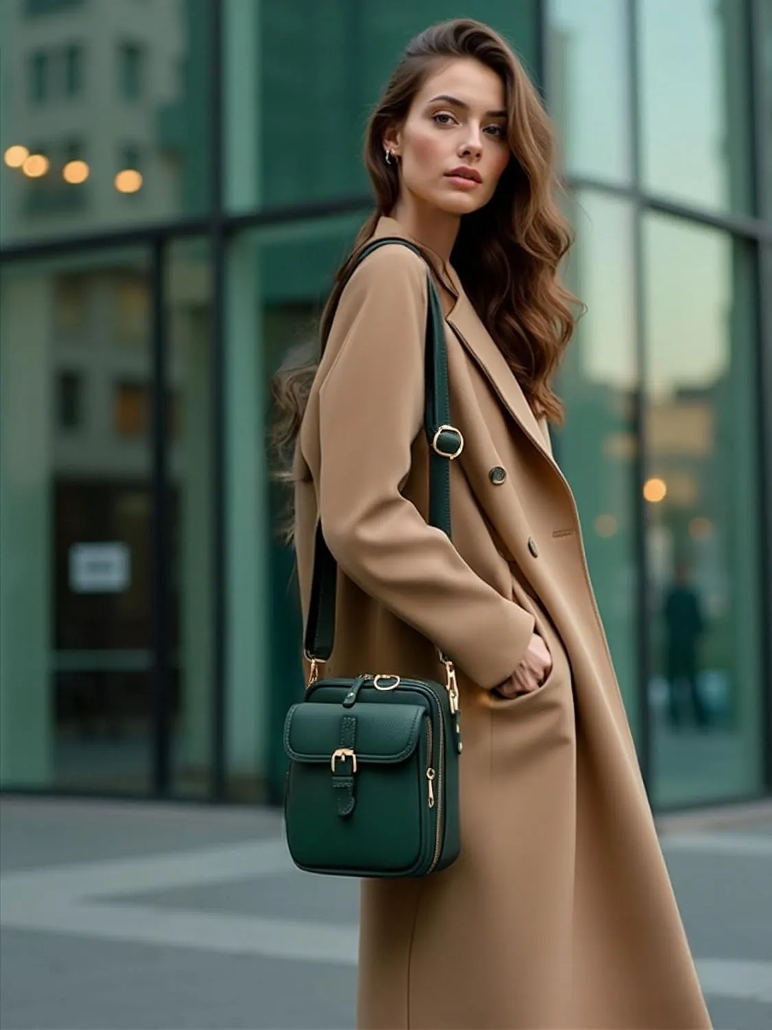 Urvashi Crossbody Bag, Tojoyride Crossbody Leather Bag, Vintage Double Layer Large Capacity Messenger Bag with Card Slot