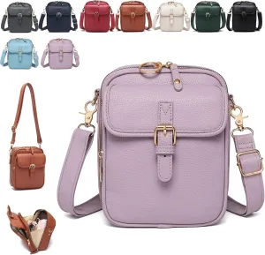 Urvashi Crossbody Bag, Tojoyride Crossbody Leather Bag, Vintage Double Layer Large Capacity Messenger Bag with Card Slot