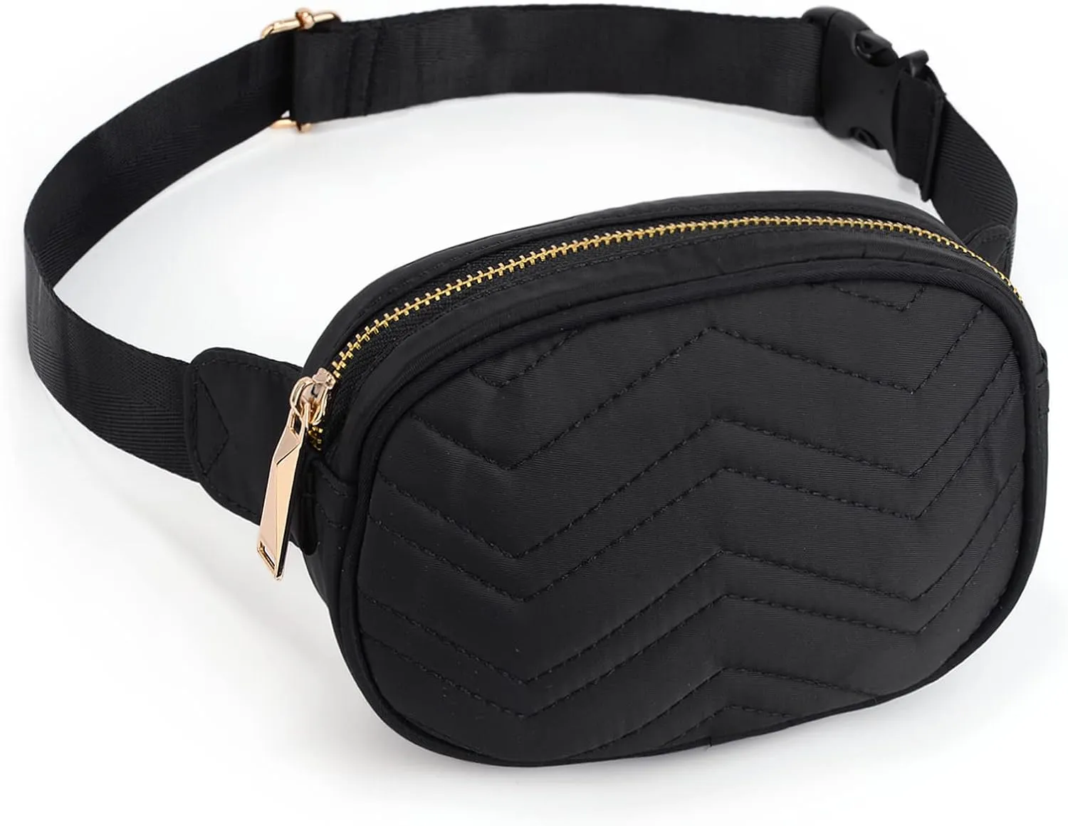 UTO Quilted Fanny Pack for Women Water Resistant Nylon Waist Bum Chest Belt Bag Lightweight Zipper Pocket Crossbody Shoulder Purse