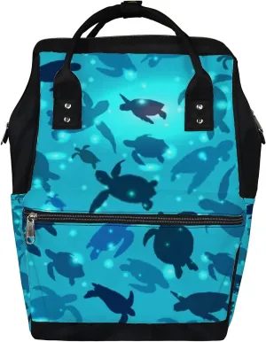 Vantaso Diaper Bag Mommy Backpack Travel Large Capacity World Turtle Ocean Swims Shoulder Bag Multifunction Nappy Bag Tote Bag for Woman Man