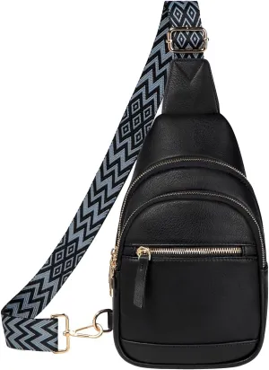 VASCHY Sling Bag Purse for Women,Trendy Vegan Leather Small Crossbody Shoulder Chest Bag Fanny Pack Belt Bag for Travel