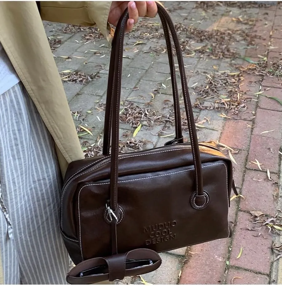 Vegan Leather Tote Bag for Women Vintage Briefcase Bag Leather Shoulder Bags Handbag Work Travel Essentials
