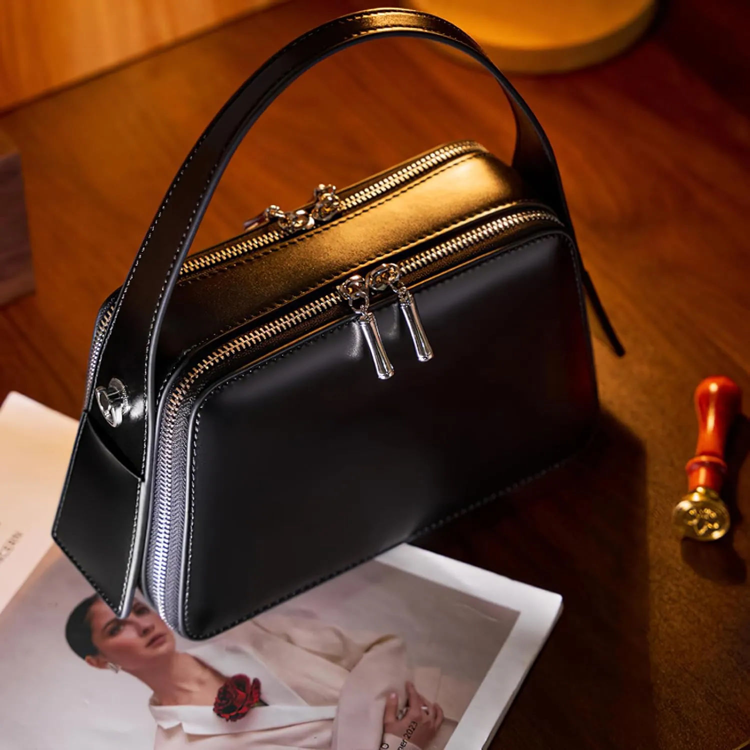Vegan Leather Tote for Women - Convertible Crossbody Purse with Zippered Closure, Structured Shoulder Bag