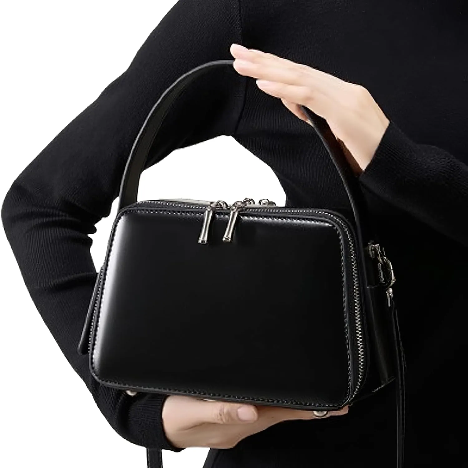 Vegan Leather Tote for Women - Convertible Crossbody Purse with Zippered Closure, Structured Shoulder Bag