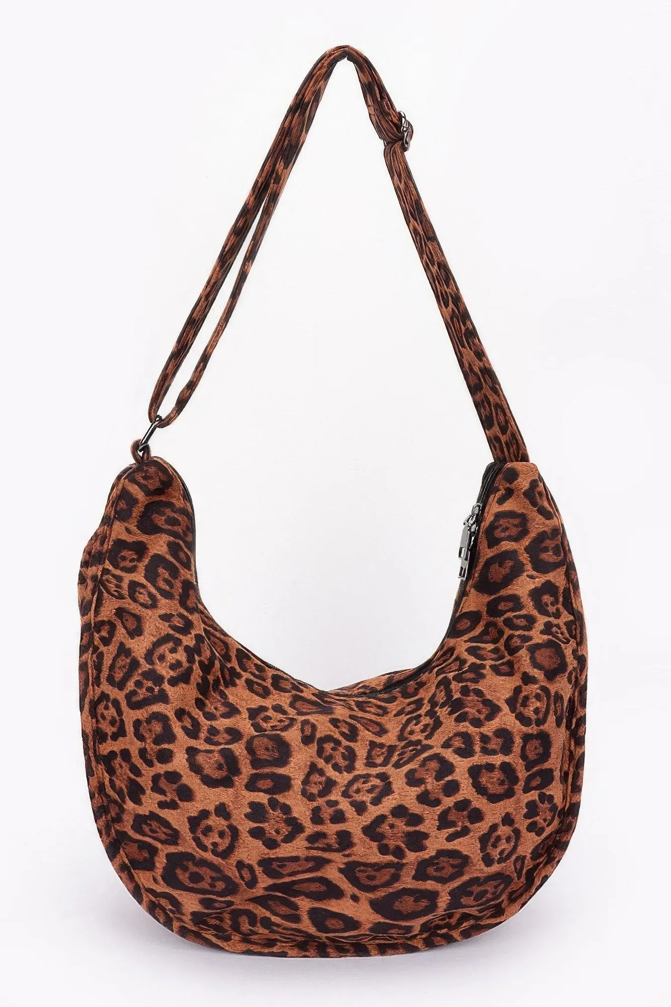 Vegan Suede Double Pockets Crossbody Bag