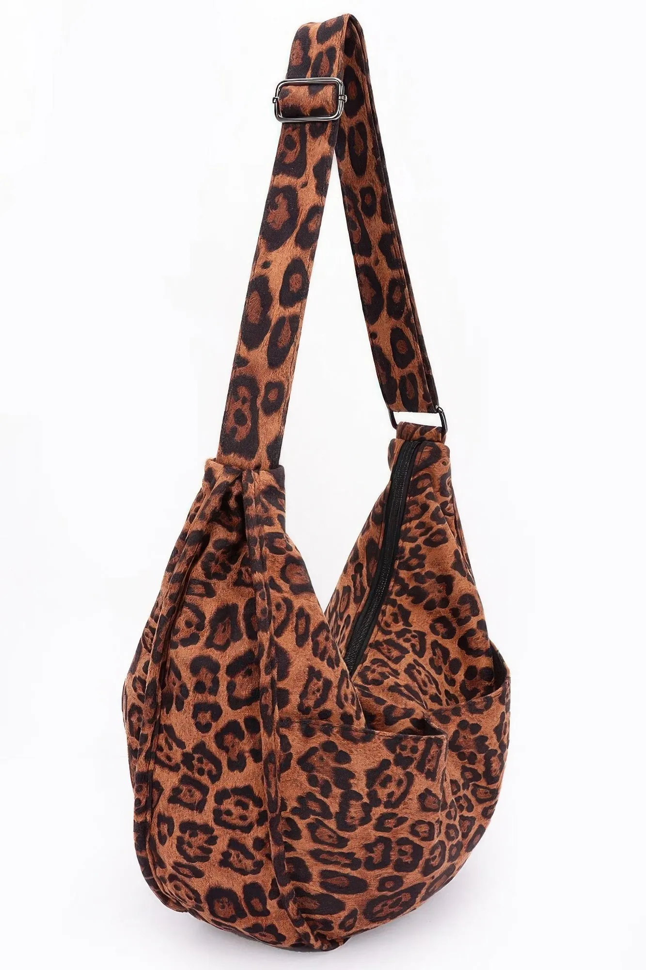 Vegan Suede Double Pockets Crossbody Bag