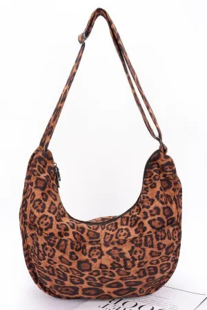 Vegan Suede Double Pockets Crossbody Bag