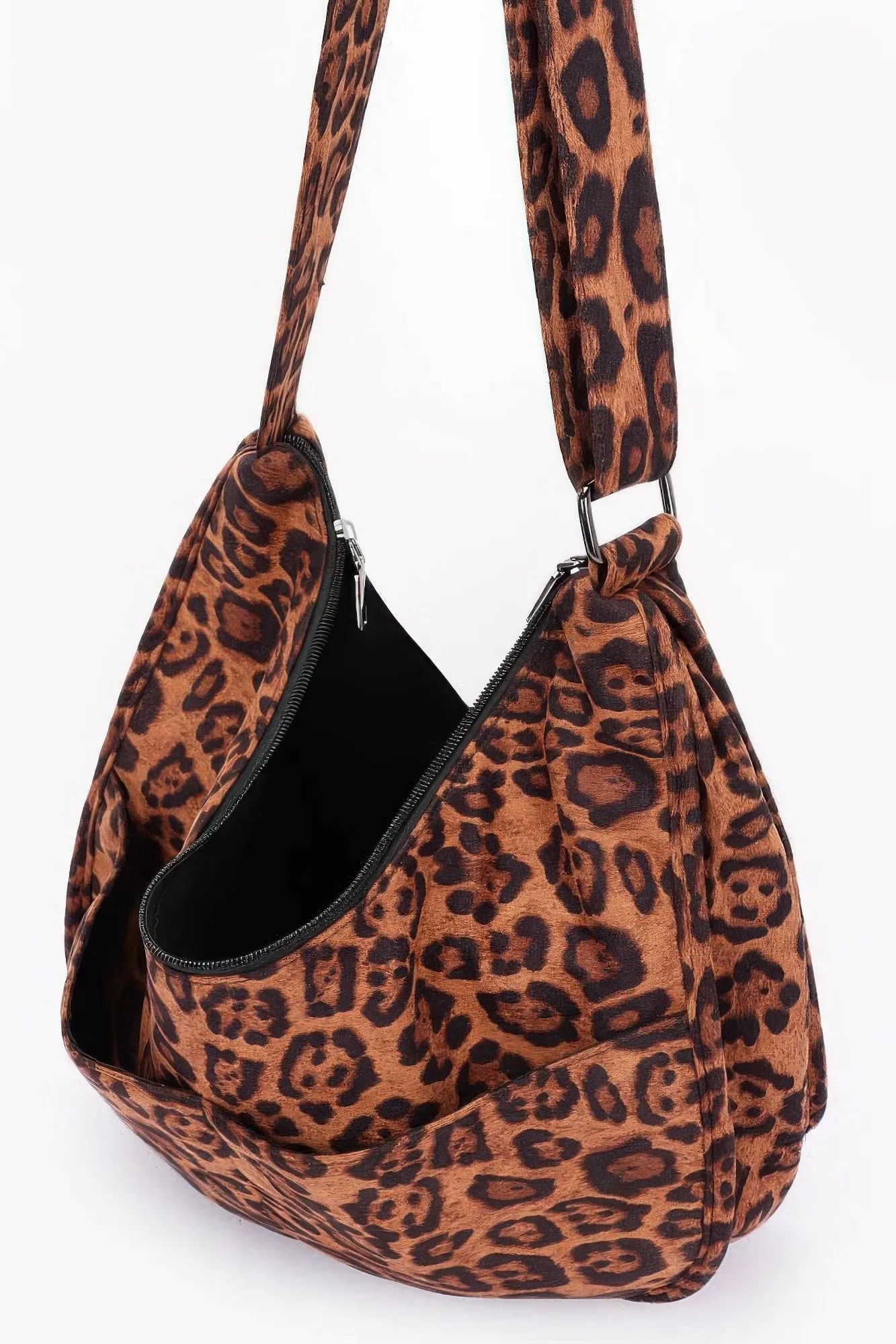 Vegan Suede Double Pockets Crossbody Bag