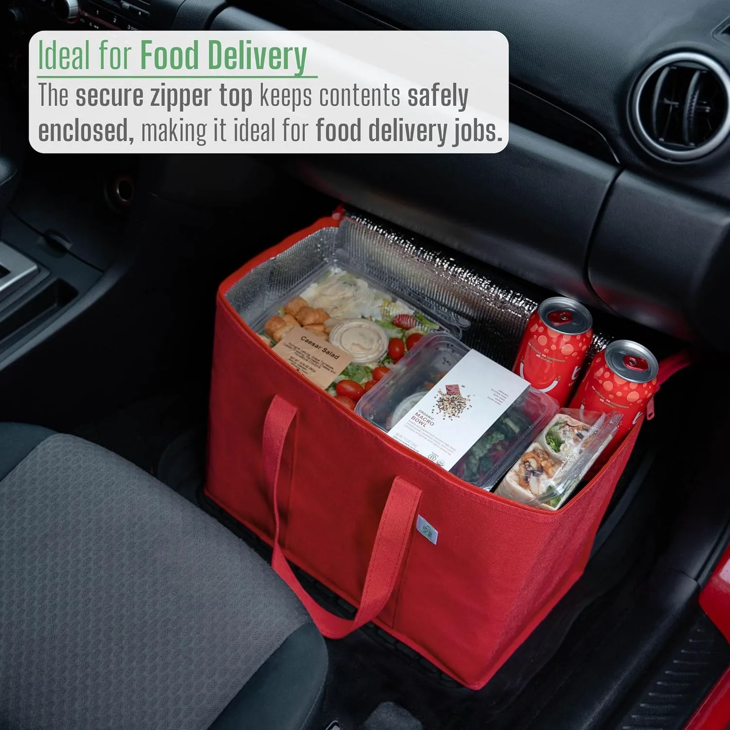 VENO 2 Pack Cooler Bag and Insulated Grocery Bags for Food Delivery, Collapsible Cooler, Reusable Shopping Bags for Groceries with Zipper, Foldable, Heavy-Duty, Stands Upright (Red, 2 Pack)