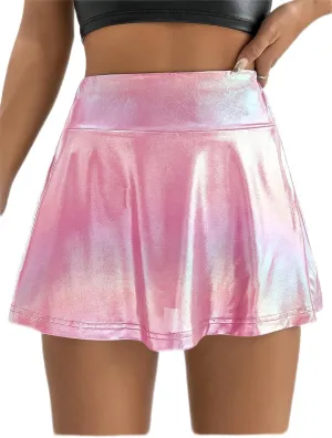 Verdusa Women's Sequin Skirt Metallic High Waist Workout Skorts with Pocket