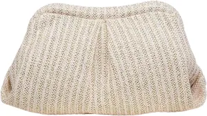 Verdusa Women's Straw Woven Clutch Handbags Ruched Cloud Purse