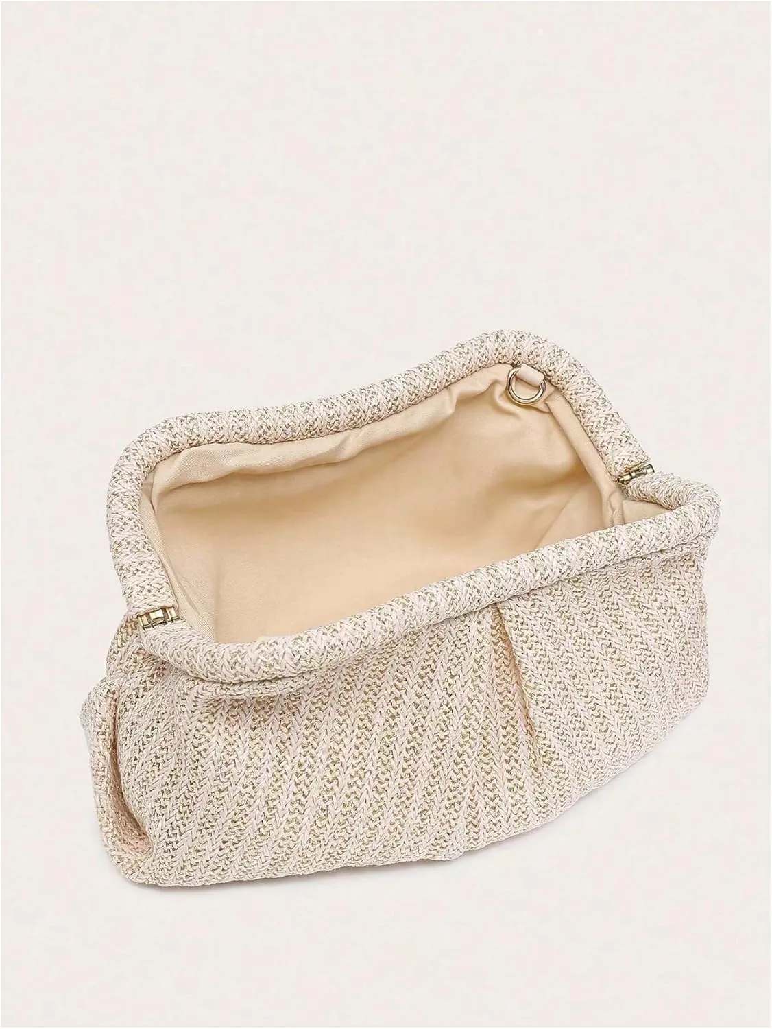Verdusa Women's Straw Woven Clutch Handbags Ruched Cloud Purse