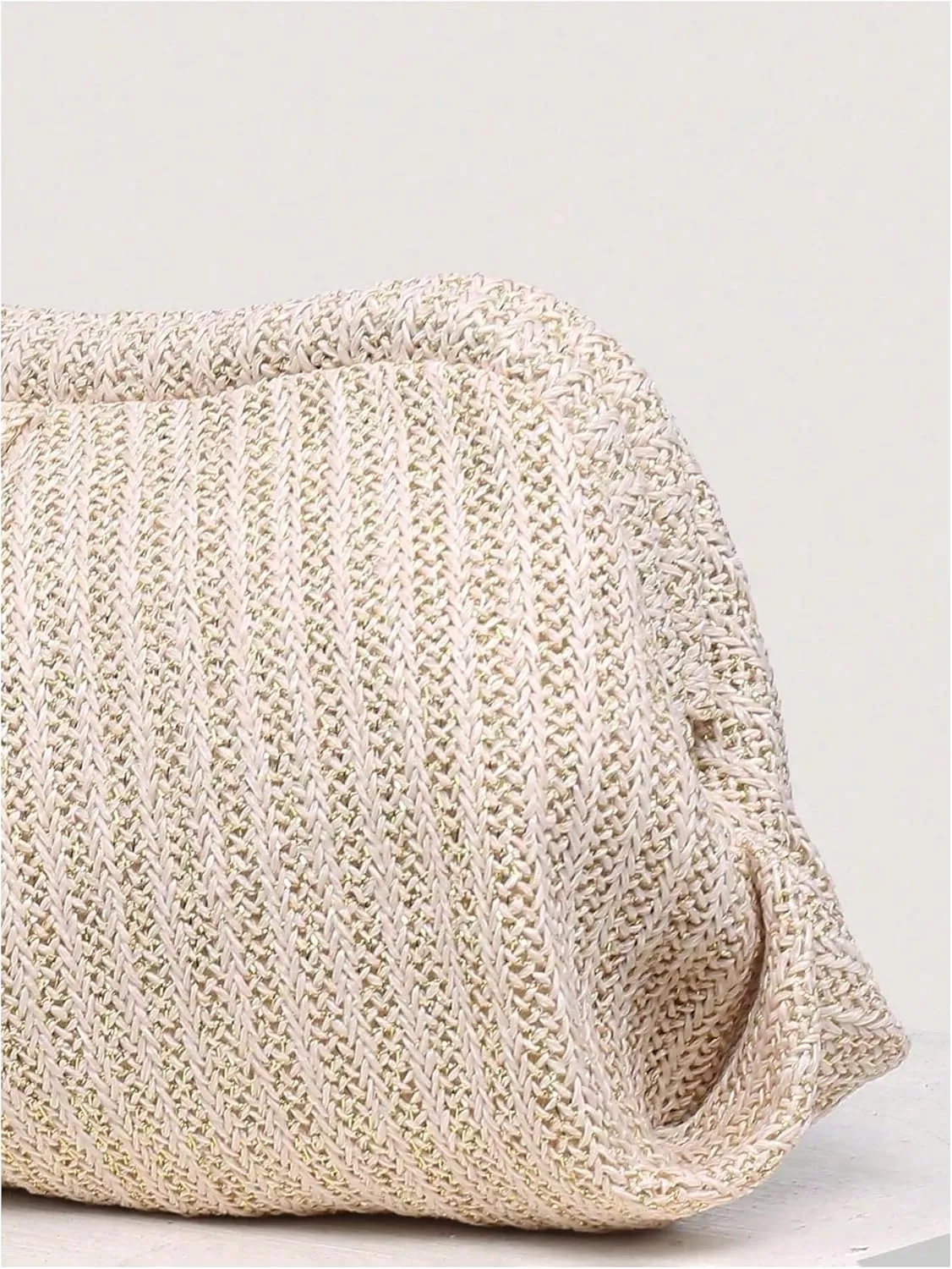 Verdusa Women's Straw Woven Clutch Handbags Ruched Cloud Purse