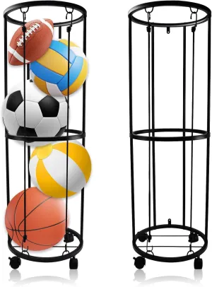Vertical Ball Storage Rack, Garage Ball Storage, Wall-Mount Sports Equipment Organizer for Basketball, Volleyball, Soccer Balls Space-Saving Design, Easy Load/Unload