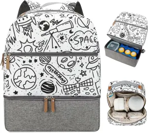 Village of Many Baby Diaper Bag Backpack -Multi-Function Waterproof Baby Bag,Medium Capacity Maternity Backpack with Insulated Pockets-Stylish&Durable Diaper Bag-Unisex,Gifts for Mothers (Black&White)