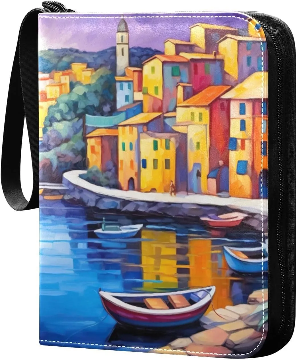 Village Painting Card Binder, 400 Pockets Card Holder with 50 Sleeves, Sturdy Card Holder Folders for Game Cards & Sports Cards