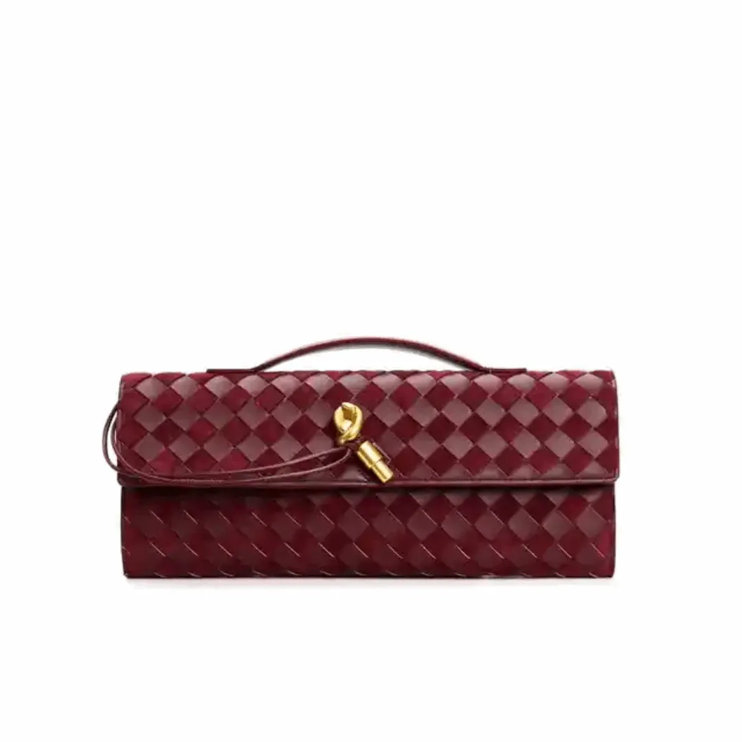 Vintage Fashion Suede Woven Cowhide Envelope Bag – Creative Single Shoulder & Crossbody Leather Handbag for Women