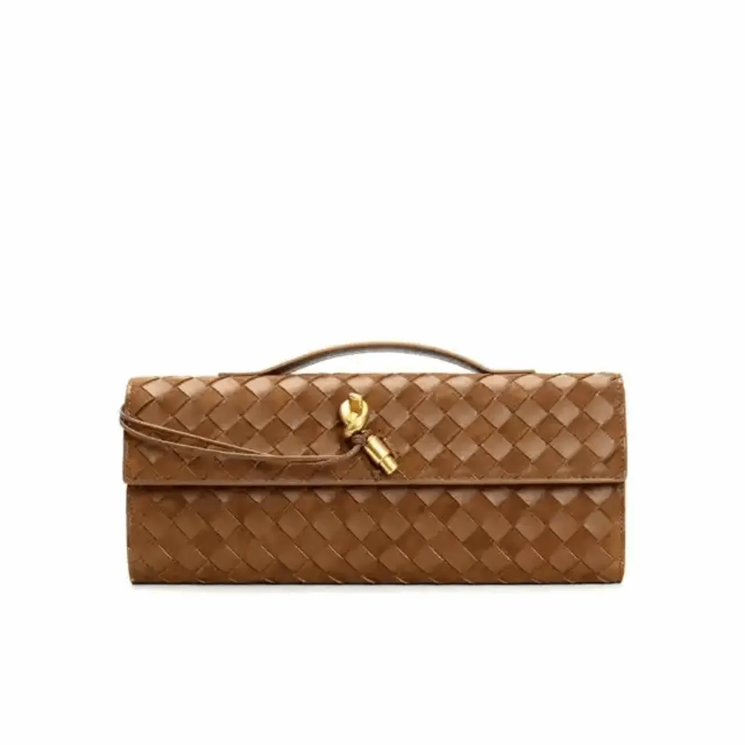 Vintage Fashion Suede Woven Cowhide Envelope Bag – Creative Single Shoulder & Crossbody Leather Handbag for Women
