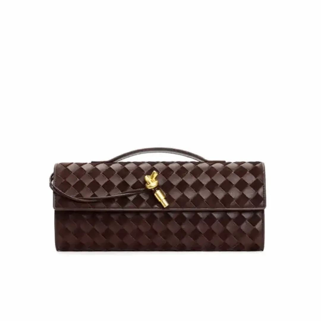 Vintage Fashion Suede Woven Cowhide Envelope Bag – Creative Single Shoulder & Crossbody Leather Handbag for Women