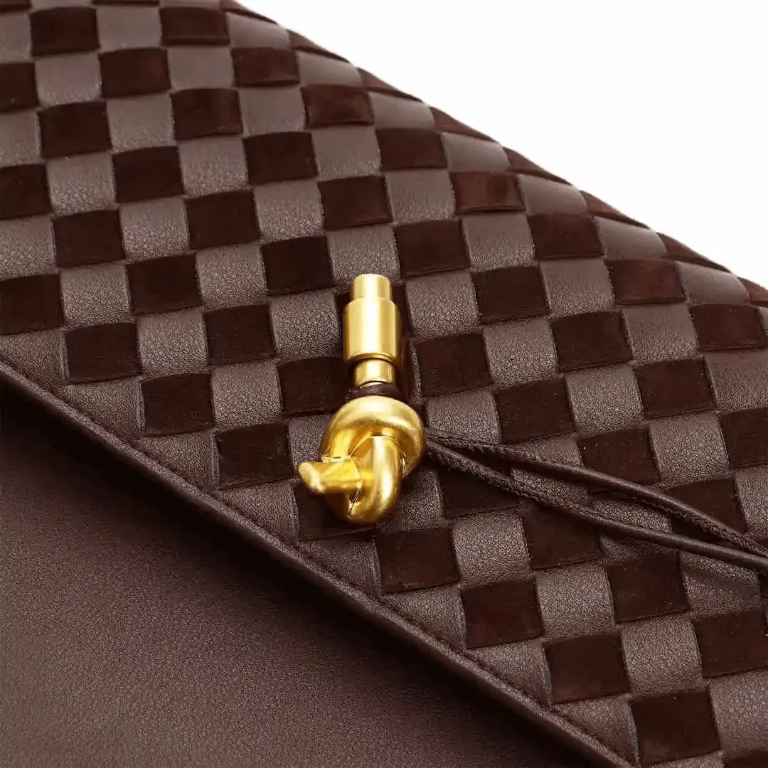 Vintage Fashion Suede Woven Cowhide Envelope Bag – Creative Single Shoulder & Crossbody Leather Handbag for Women