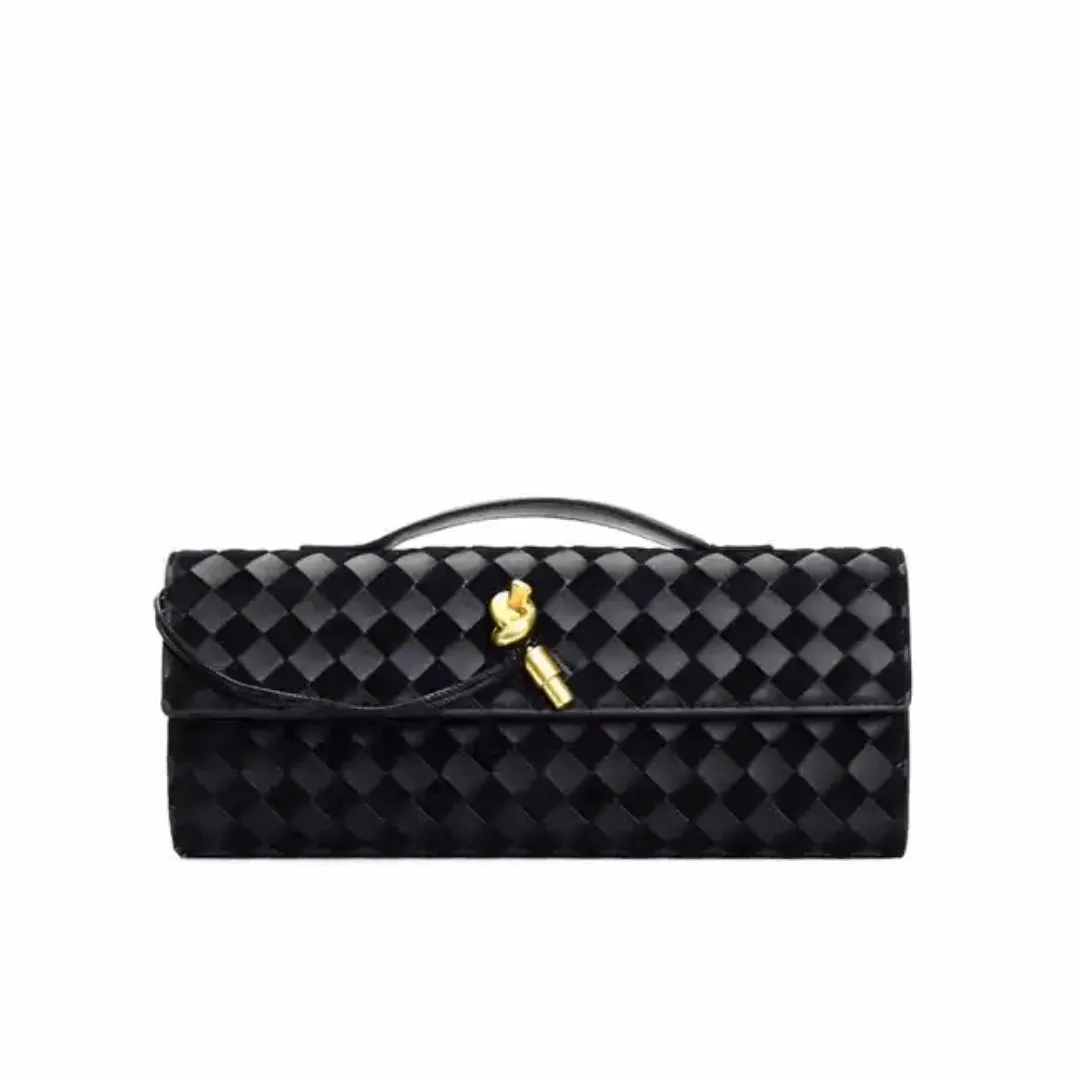 Vintage Fashion Suede Woven Cowhide Envelope Bag – Creative Single Shoulder & Crossbody Leather Handbag for Women