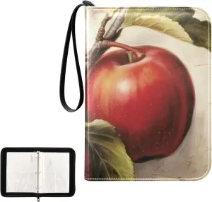 Vintage Fruit Painting Card Binder 4-Pocket, 400 Pockets Trading Cards Holder Games Card Albums Storage Organizer Case for Football, Baseball Cards
