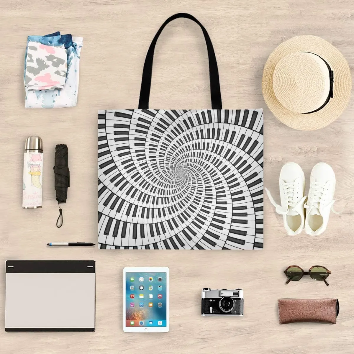 visesunny Stylish Women Canvas Shoulder Tote Bags Casual Bag Ladies Shopping Handbag for GYM Hiking Picnic Travel Beach
