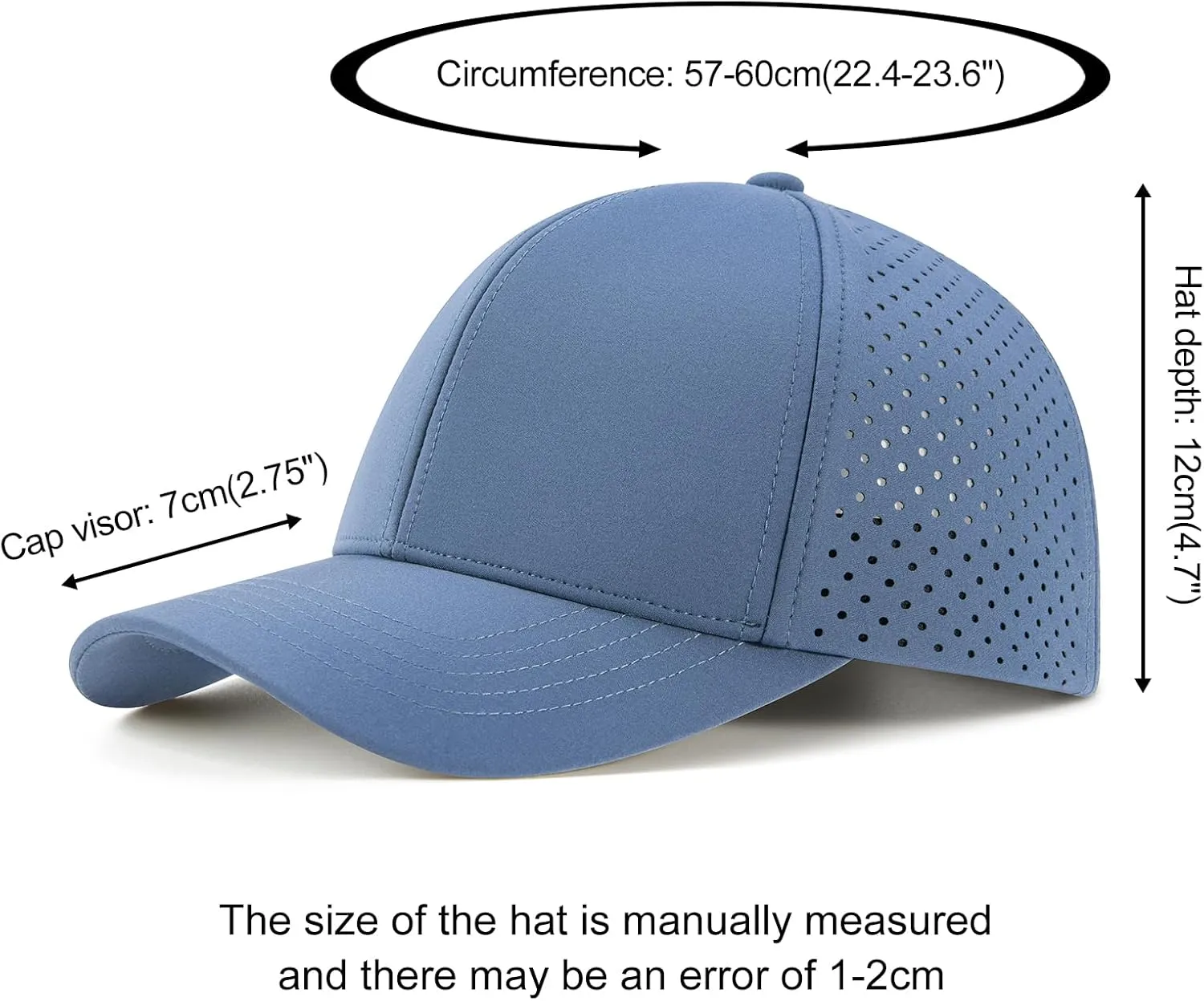 VOBOOM Men Quick Dry Baseball Cap Laser Cut Mesh Ball Curved Brim Snapback Hat