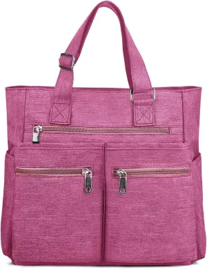 VOLGANIK ROCK Canvas Tote Bag Waterproof Nylon Multi Pocket Shoulder Bags Laptop Work Bag Teacher Purse Handbag for Women Men
