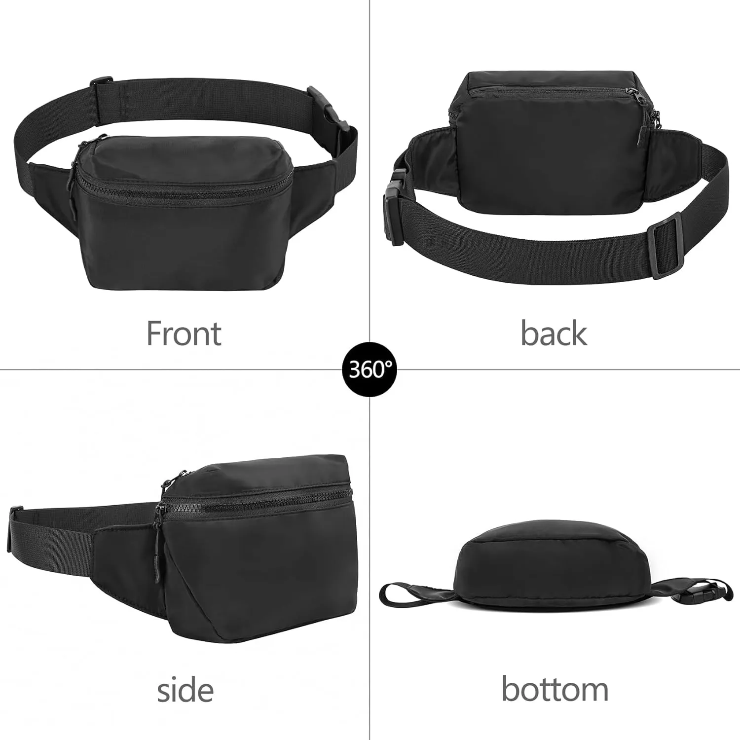 VOROLO Fanny Pack For Women And Men Crossbody Bag Belt Bag with Adjustable Strap Valentines Day Easter Gifts Black