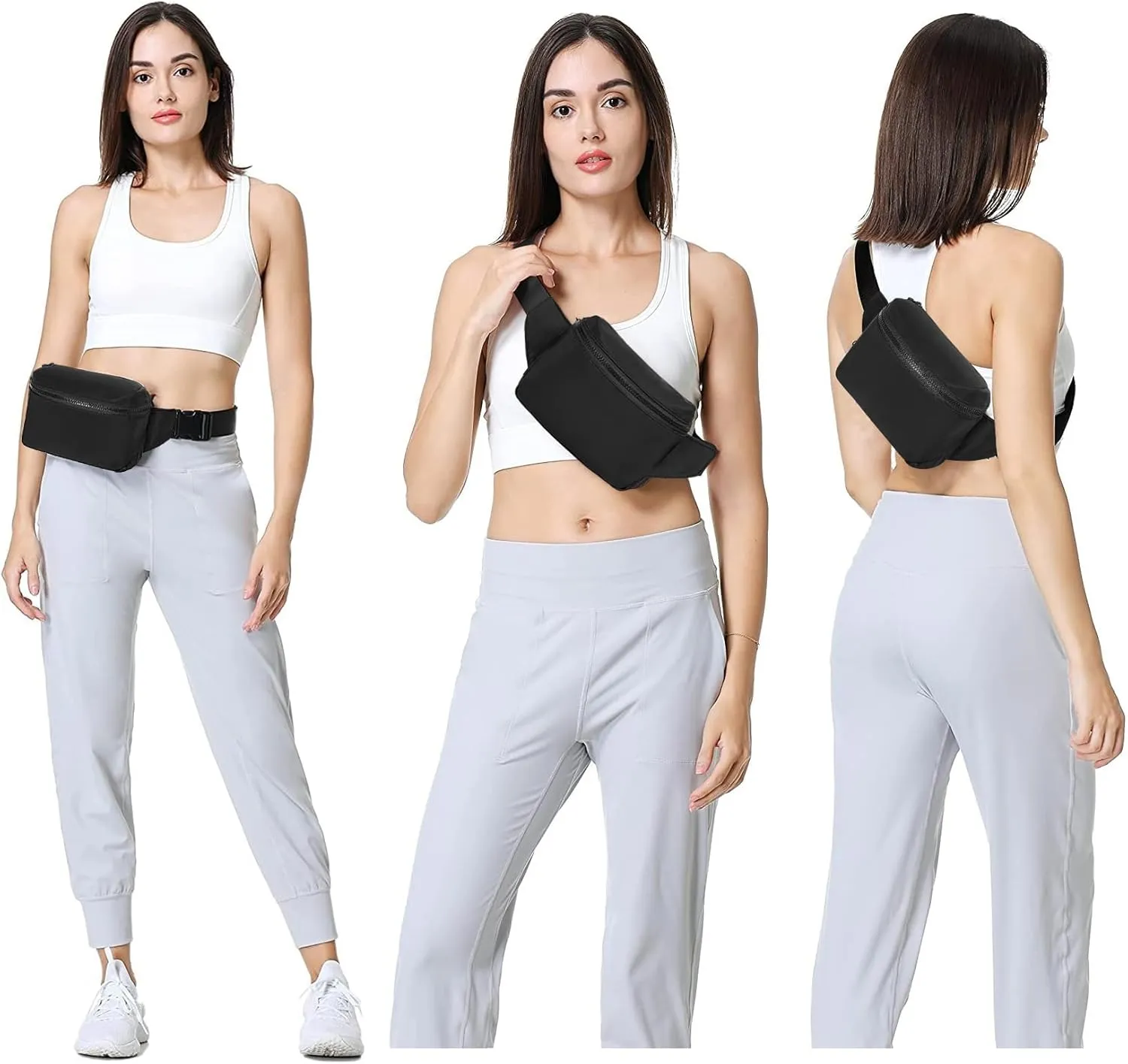 VOROLO Fanny Pack For Women And Men Crossbody Bag Belt Bag with Adjustable Strap Valentines Day Easter Gifts Black