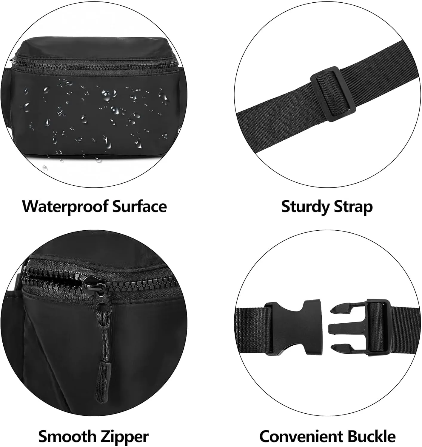VOROLO Fanny Pack For Women And Men Crossbody Bag Belt Bag with Adjustable Strap Valentines Day Easter Gifts Black