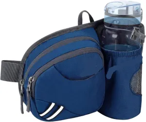 Waist Bag Women Men With Bottle Holder Hiking Belt Bum Bags Running Walking(Sapphire Blue)