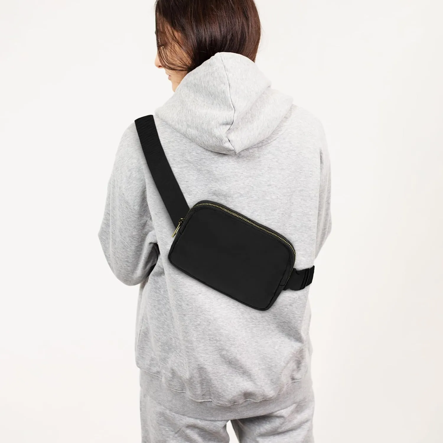 Waist Belt Bag Fashion Fanny Women and Men Gift Waist Pack With Adjustable Strap For Travel Running Hiking Walking Off White Comb Black