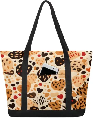 Watercolor Blue Wildflower Canvas Tote Bag Casual Shoulder Handbag Large Shopping Bags With 5 Pocket
