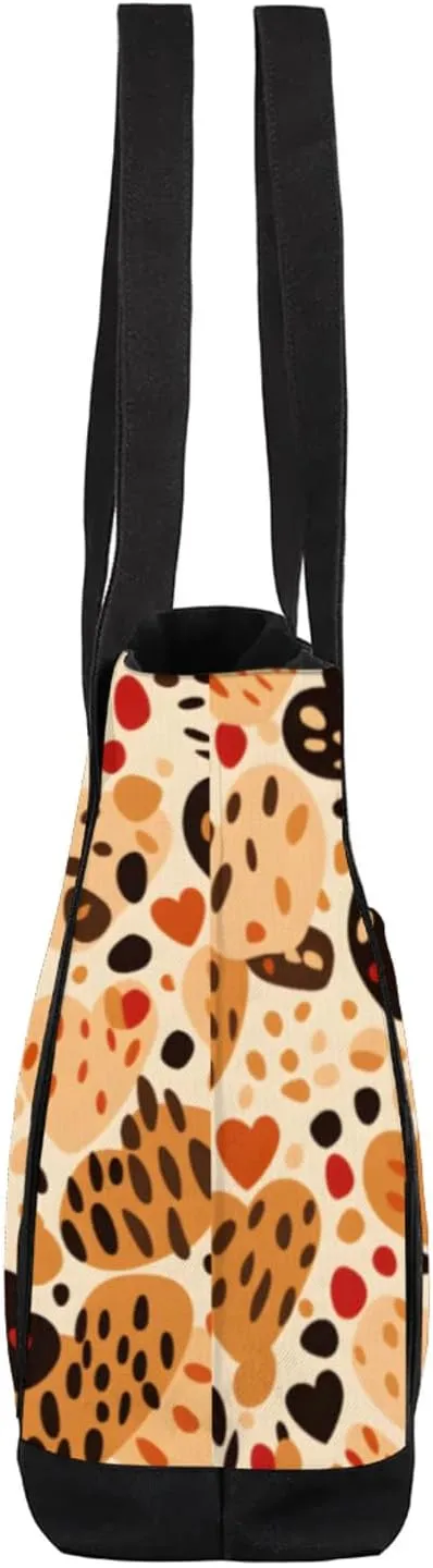 Watercolor Blue Wildflower Canvas Tote Bag Casual Shoulder Handbag Large Shopping Bags With 5 Pocket
