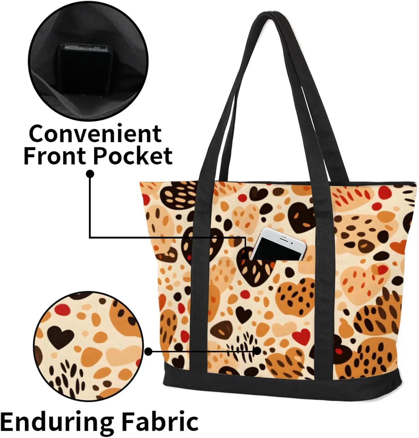 Watercolor Blue Wildflower Canvas Tote Bag Casual Shoulder Handbag Large Shopping Bags With 5 Pocket