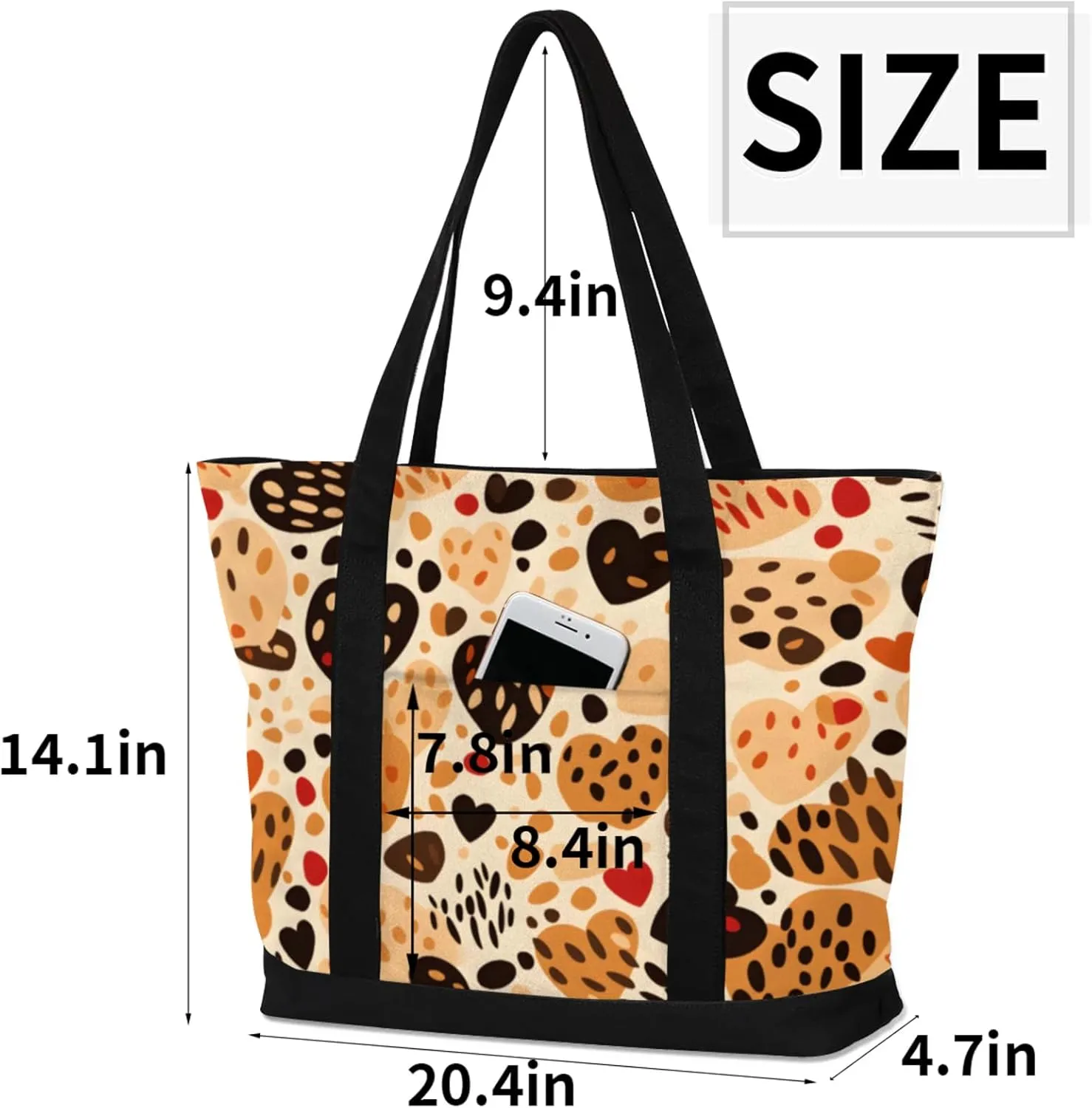 Watercolor Blue Wildflower Canvas Tote Bag Casual Shoulder Handbag Large Shopping Bags With 5 Pocket