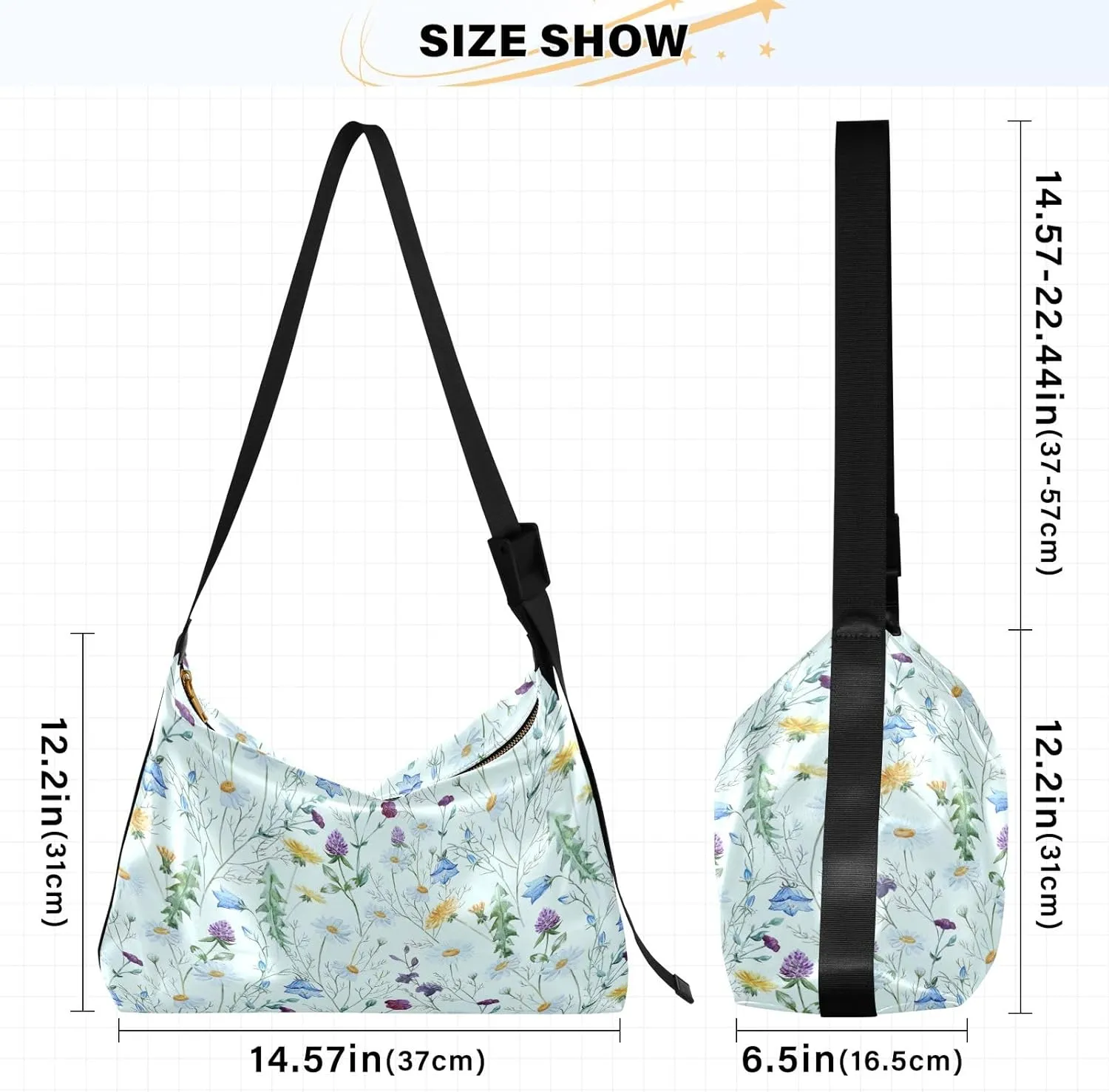 Watercolor Ice Cream and Popsicles Hobo Shoulder Bag, Leather Shoulder Bag, Men Leather Sling Bag Crossbody Bag