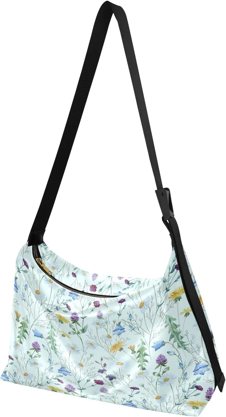 Watercolor Ice Cream and Popsicles Hobo Shoulder Bag, Leather Shoulder Bag, Men Leather Sling Bag Crossbody Bag