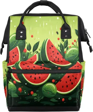 Watercolor Watermelons Diaper Bag Mommy Bags With Adjustable Shoulder Strap Waterproof Multifunction Shoulder Bag Travel Large Capacity Backpack for Moms And Dads