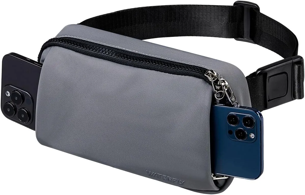 WATERFLY Crossbody Belt Fanny Pack: Sports Walking Waist Bag Runner Belt Bum Bag Hip Fannie Pack Phanny Fannypack Woman Man for Hiking Jogging Running